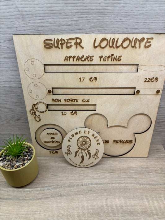 Planche gabarit attache tétine